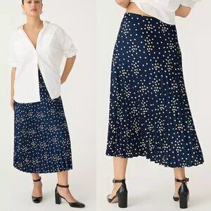 J. Crew Navy Polka Dot Midi Skirt